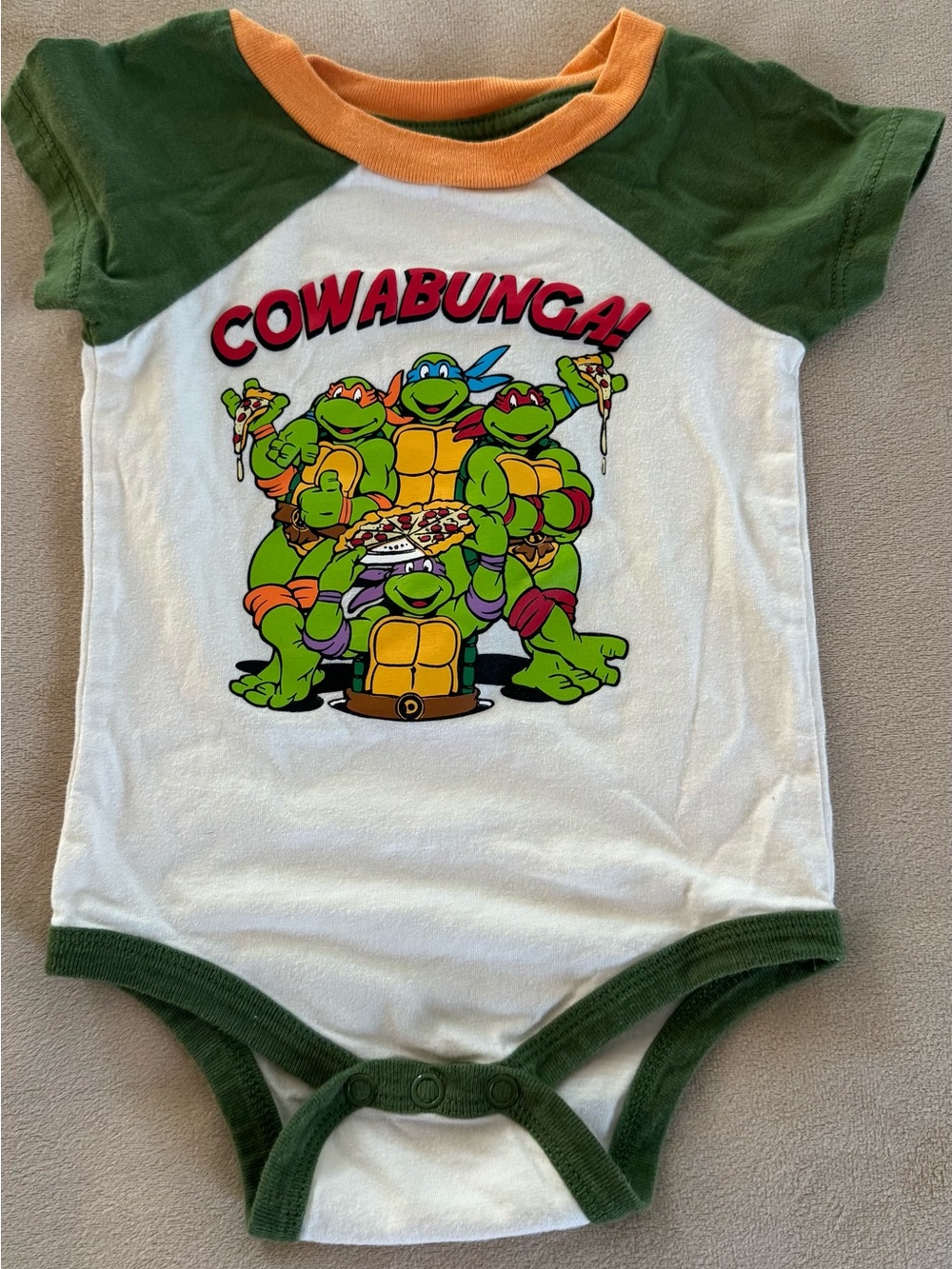 Kids Green & White Teenage Mutant Ninja Turtles 'Cowabunga' One-Piece